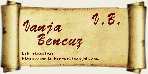 Vanja Bencuz vizit kartica